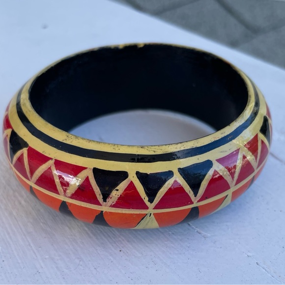Hand-Painted Wooden Bangle - Picture 7 of 7
